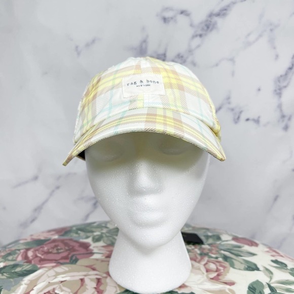 Rag & Bone | Addison Plaid Yellow Baseball Cap - Picture 2 of 12
